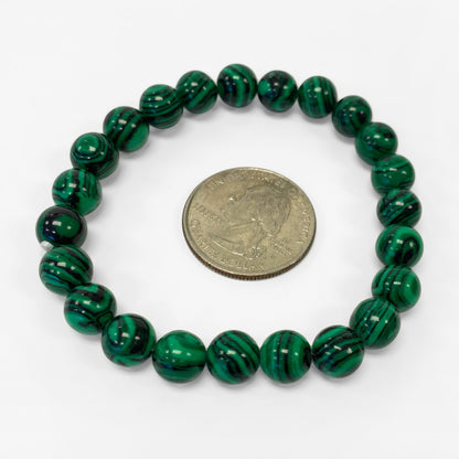 Natural Malachite Bead Handmade Stretch Bracelet - Gem Avenue
