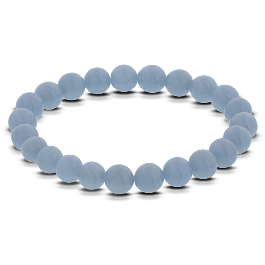 Angelite Gemstone Bead Handmade Stretch Bracelet - Gem Avenue