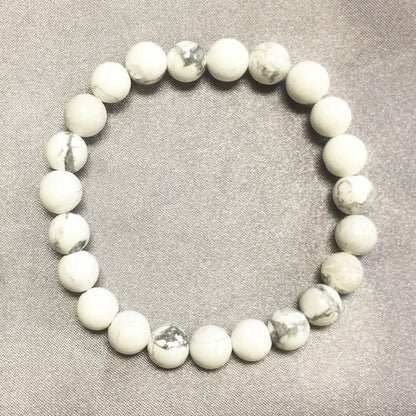 Howlite Gemstone Bead Handmade Stretch Bracelet - Gem Avenue