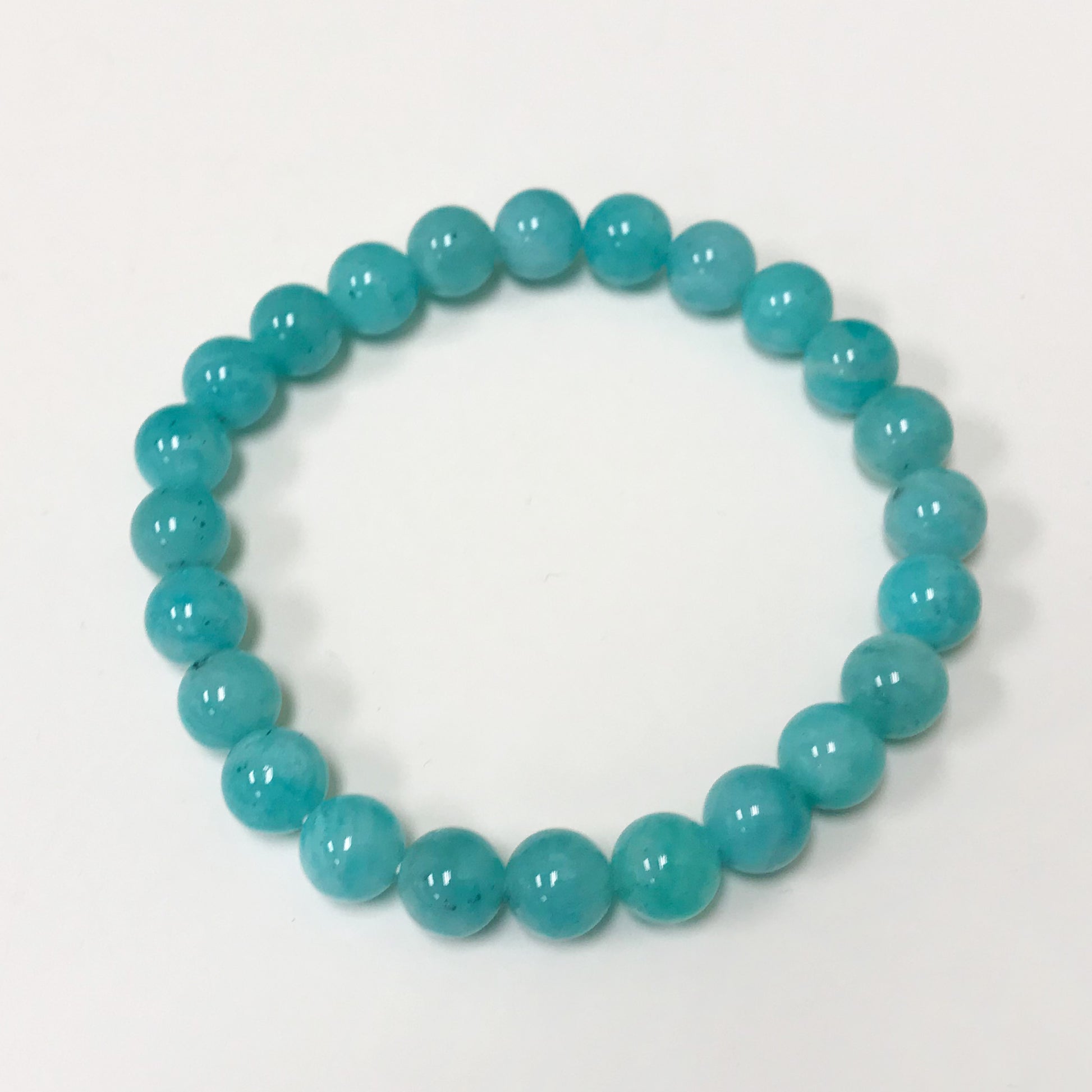 Natural Blue Amazonite Gemstone Unisex Stretch Bracelet - Gem Avenue
