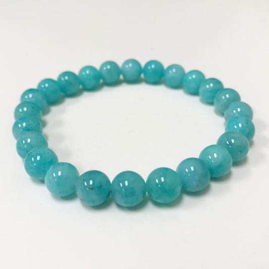 Natural Blue Amazonite Gemstone Unisex Stretch Bracelet - Gem Avenue