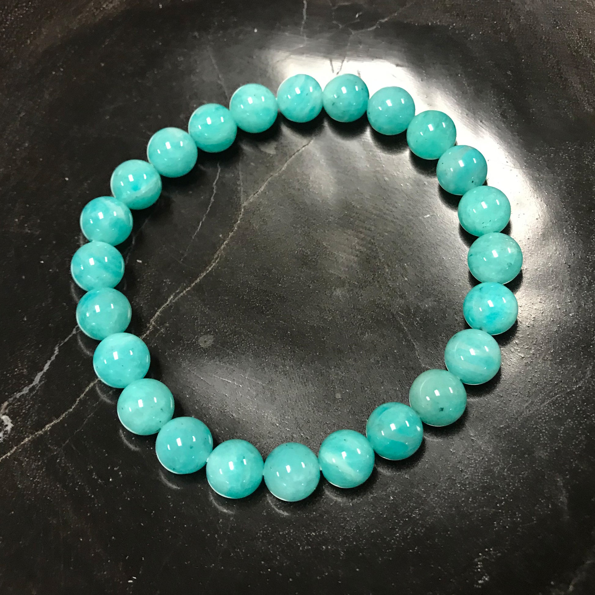 Natural Blue Amazonite Gemstone Unisex Stretch Bracelet - Gem Avenue