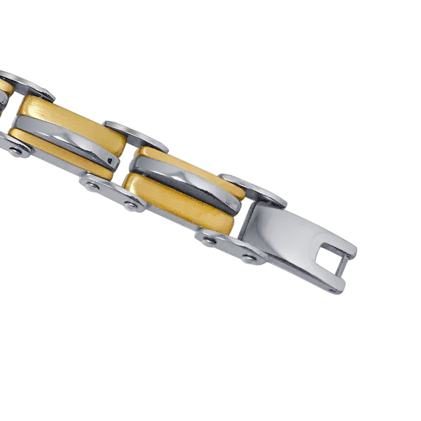 Men's Stainless Steel Two Tone Wide Link Chain Bracelet - Gem Avenue