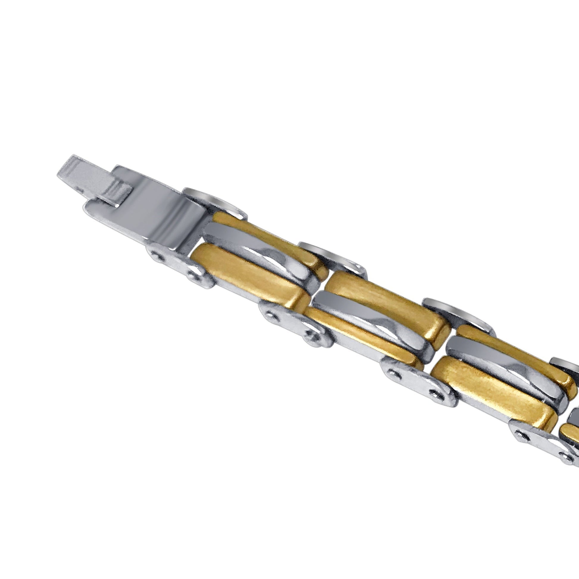 Men's Stainless Steel Two Tone Wide Link Chain Bracelet - Gem Avenue