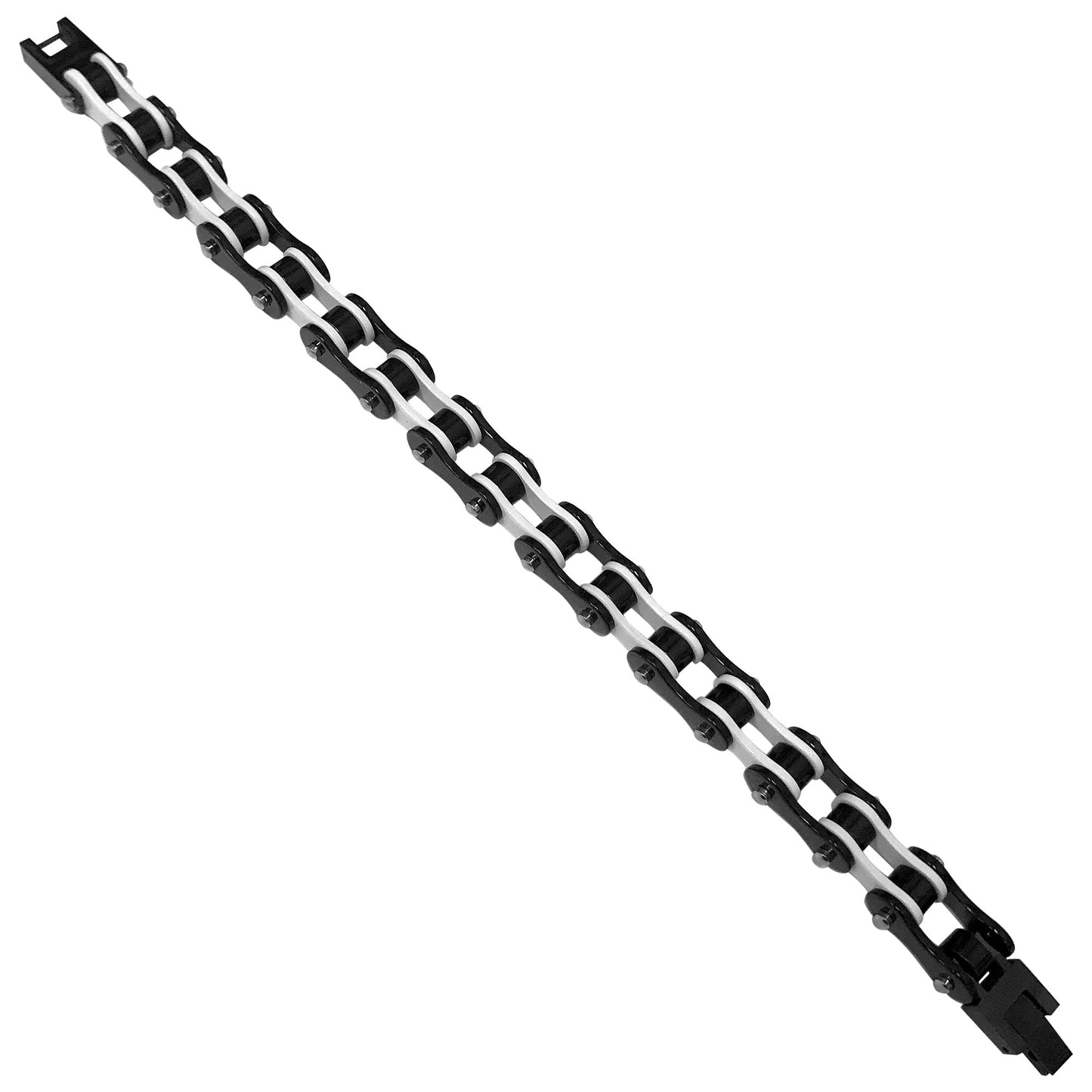Men's Stainless Steel Black and White Link Chain Bracelet - Gem Avenue