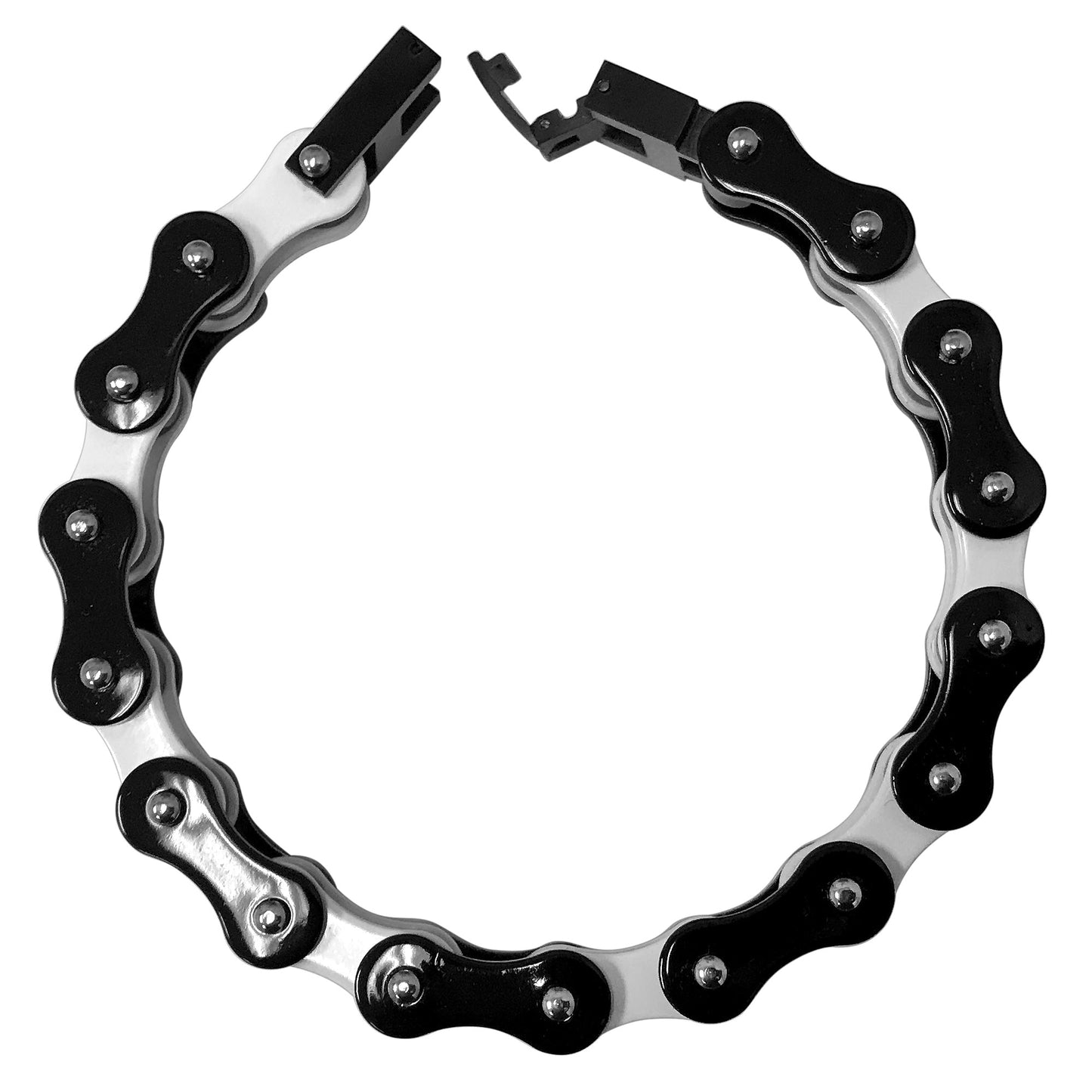 Men's Stainless Steel Black and White Link Chain Bracelet - Gem Avenue