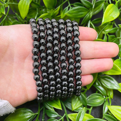 Simulated Black Hematite Beads Stretchable Unisex Bracelets - Gem Avenue