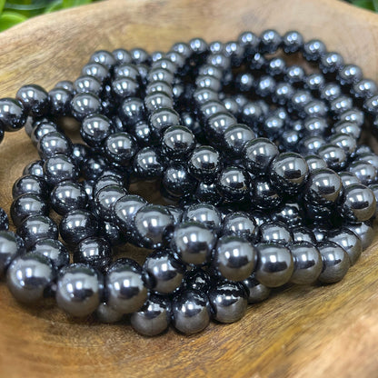 Simulated Hematite Bead Handmade Unisex Stretch Bracelet - Gem Avenue