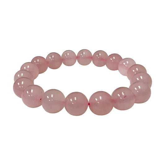 Handmade 10mm Round Stretch Rose Quartz Bead Unisex Bracelet