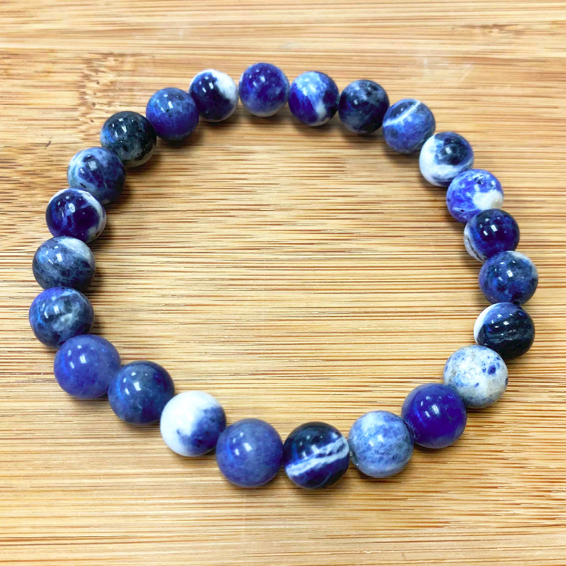 Natural Sodalite Gemstone Bead Handmade Stretch Unisex Bracelet - Gem Avenue