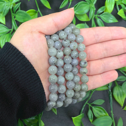Labradorite Bead Unisex Handmade Stretch Bracelet - Gem Avenue