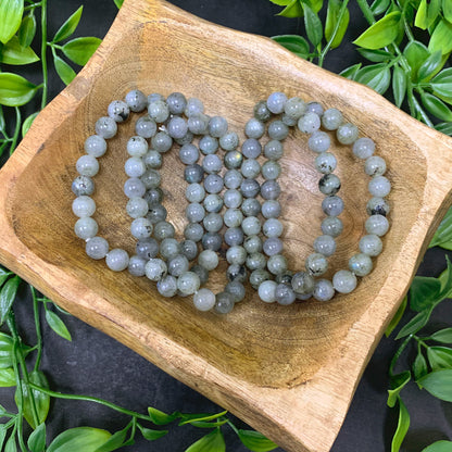 Labradorite Bead Unisex Handmade Stretch Bracelet - Gem Avenue