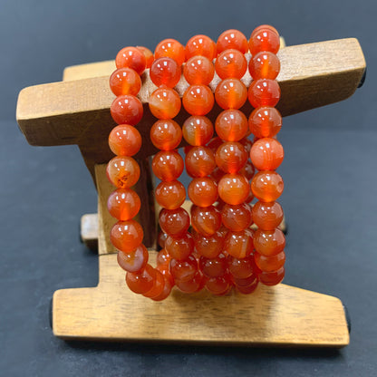 Carnelian Gemstone Bead Unisex Handmade Stretch Bracelet - Gem Avenue