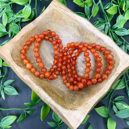 Carnelian Gemstone Bead Unisex Handmade Stretch Bracelet - Gem Avenue