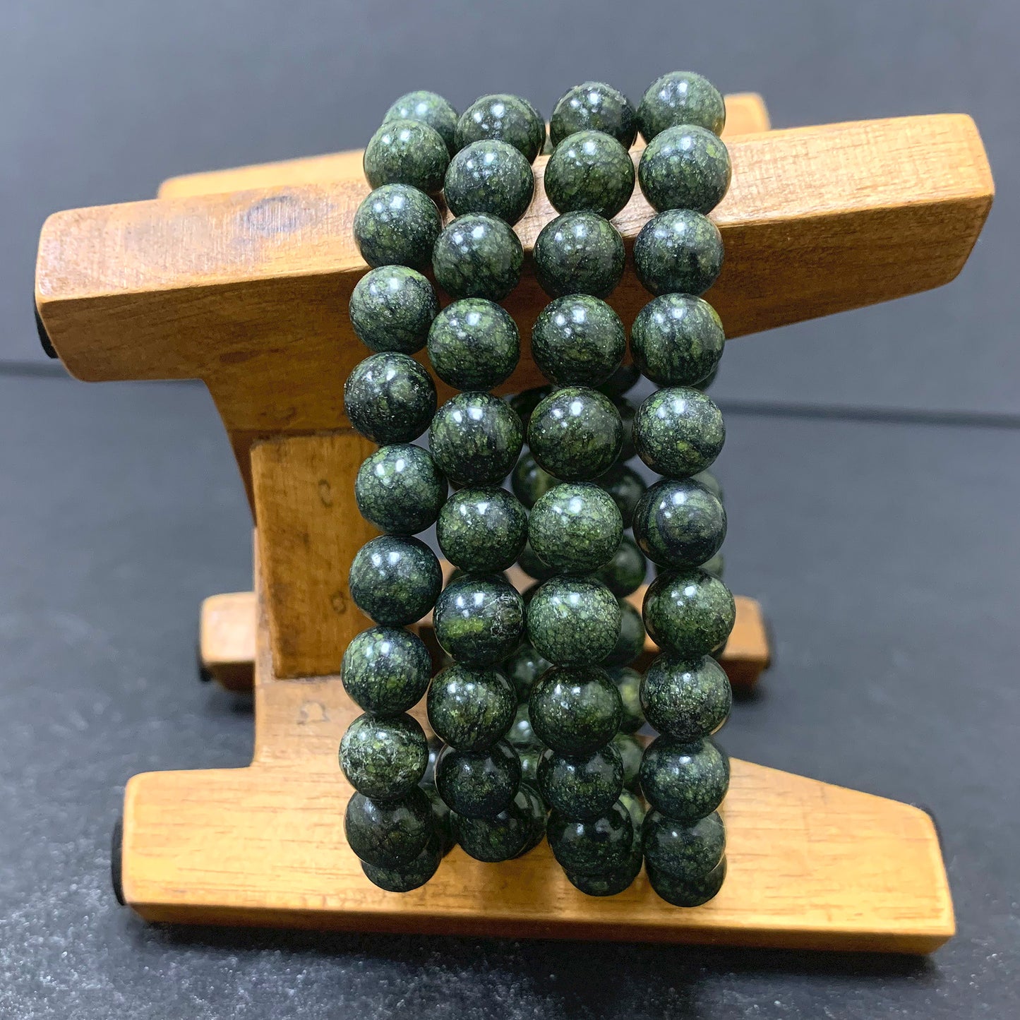 Blue Serpentine Gemstone Bead Unisex Stretch Bracelet - Gem Avenue