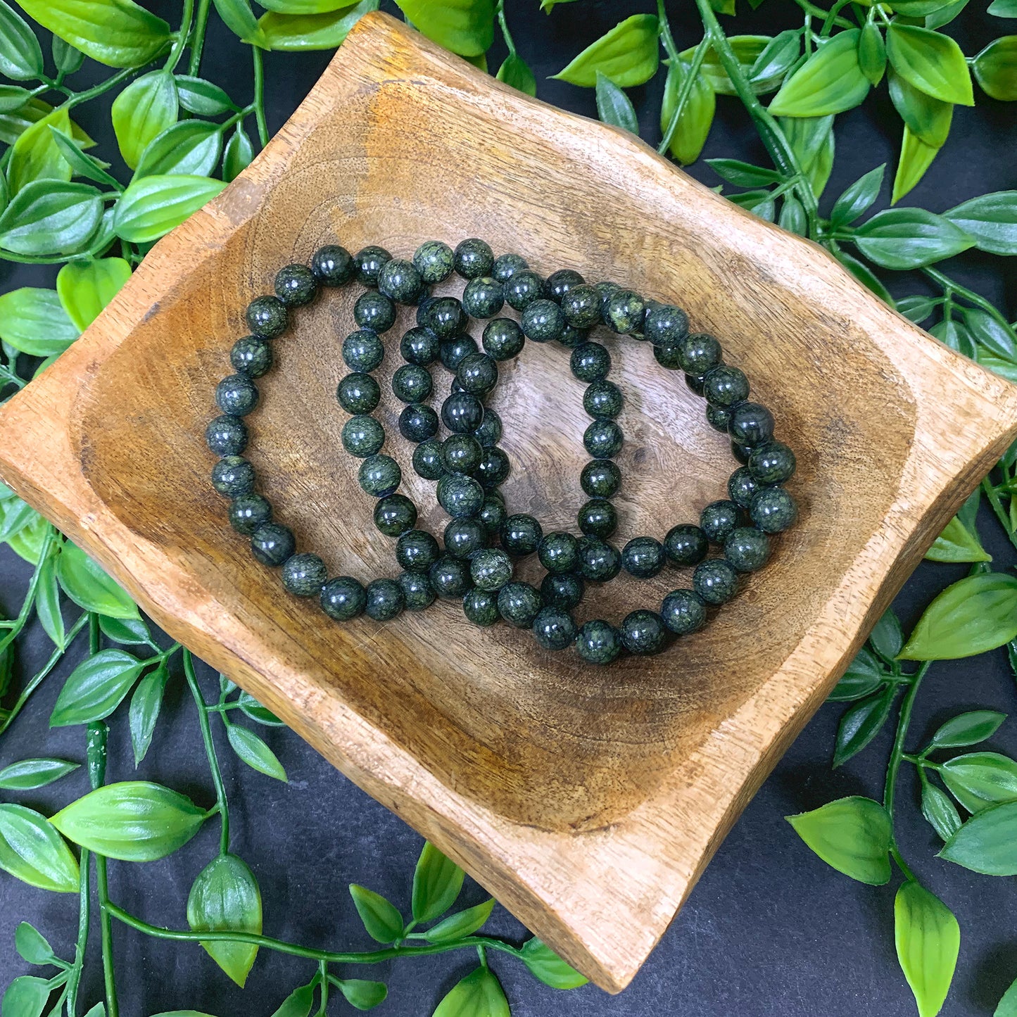 Blue Serpentine Gemstone Bead Unisex Stretch Bracelet - Gem Avenue