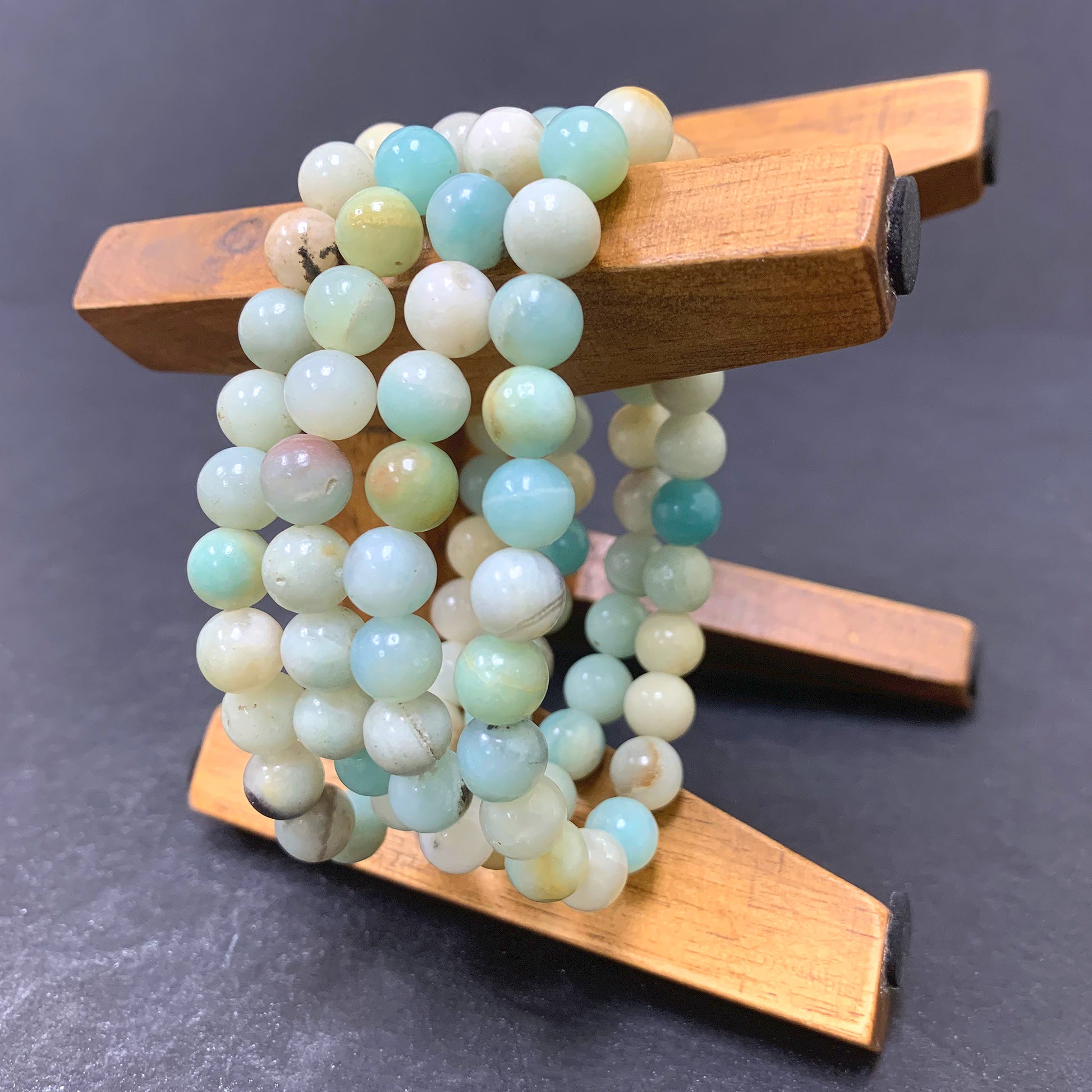 Amazonite Gemstone Bead Unisex Stretch Bracelet - Gem Avenue