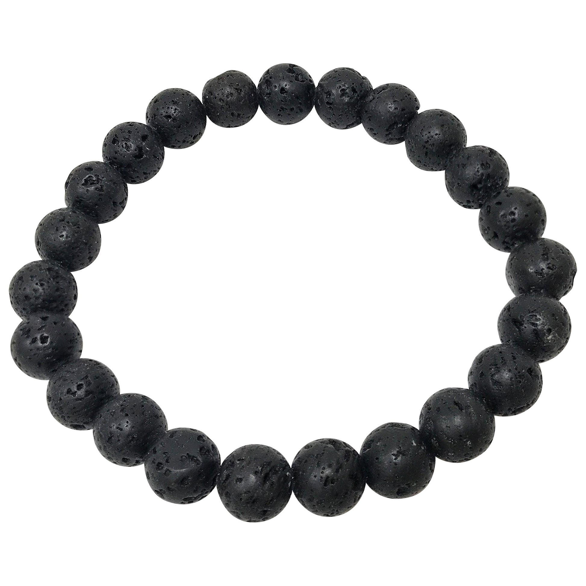 Black Lava Stone Gemstone Bead Unisex Stretch Bracelet - Gem Avenue