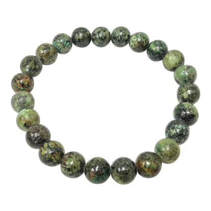 Natural African Turquoise Gemstone Bead Handmade Stretch Unisex Bracelet - Gem Avenue