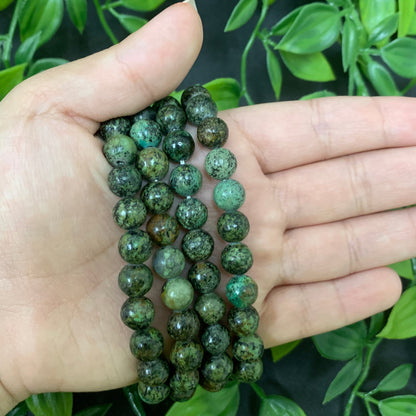 Natural African Turquoise Gemstone Bead Handmade Stretch Unisex Bracelet - Gem Avenue