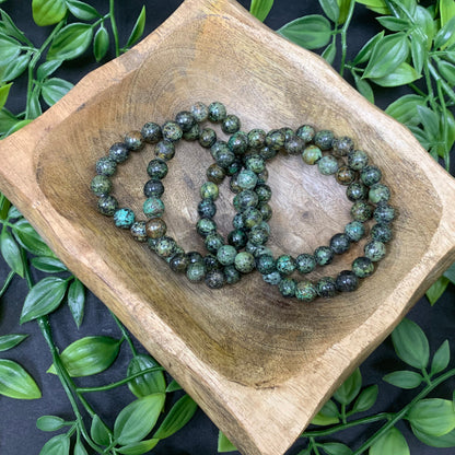 Natural African Turquoise Gemstone Bead Handmade Stretch Unisex Bracelet - Gem Avenue