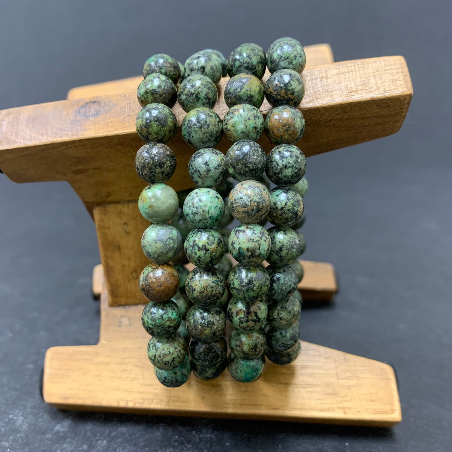 Natural African Turquoise Gemstone Bead Handmade Stretch Unisex Bracelet - Gem Avenue