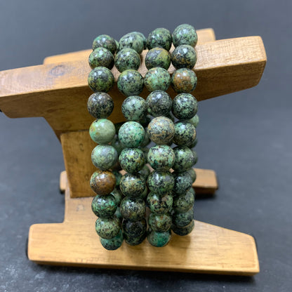 Natural African Turquoise Gemstone Bead Handmade Stretch Unisex Bracelet - Gem Avenue