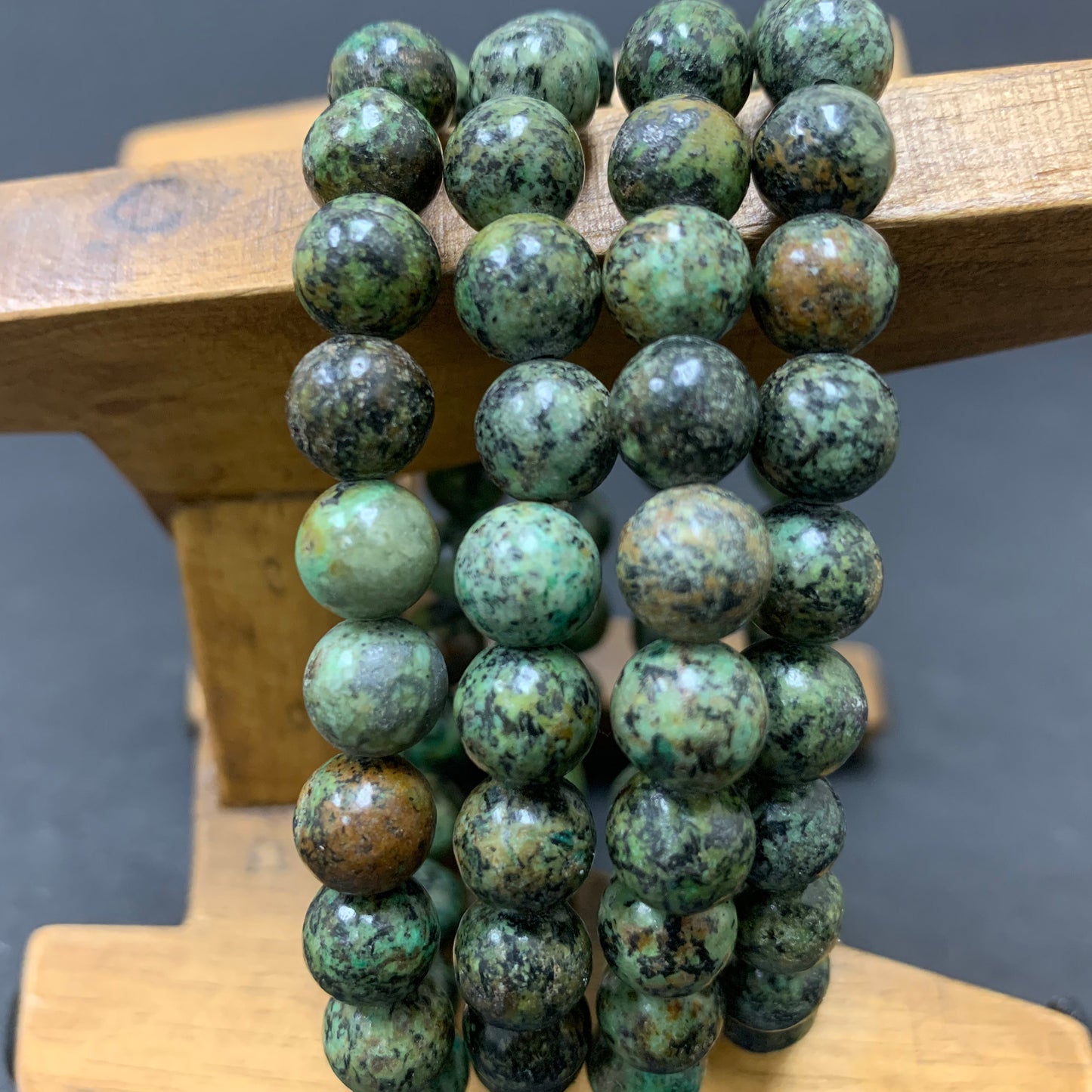 Natural African Turquoise Gemstone Bead Handmade Stretch Unisex Bracelet - Gem Avenue