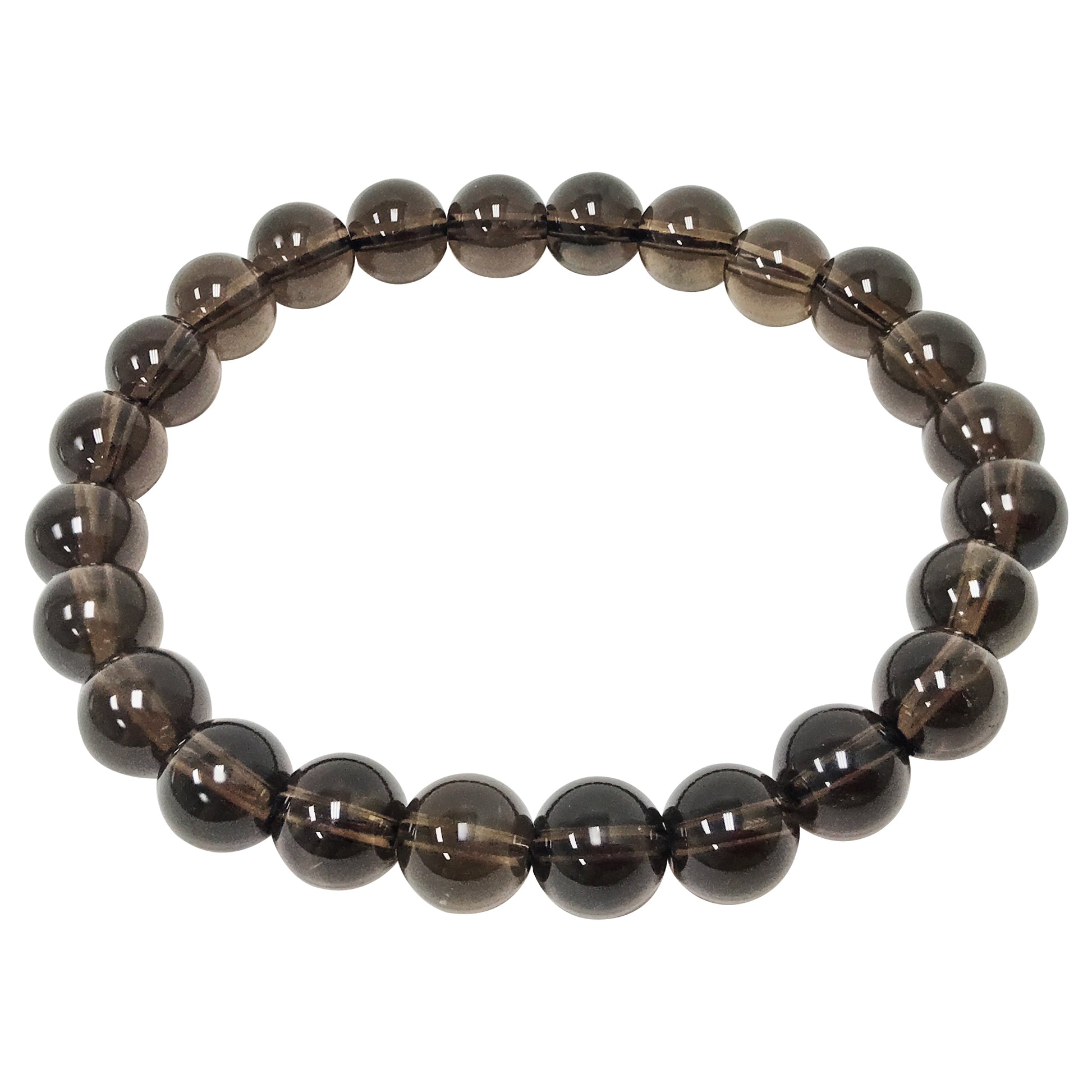 Smoky Quartz Gemstone Bead Unisex Stretch Bracelet - Gem Avenue