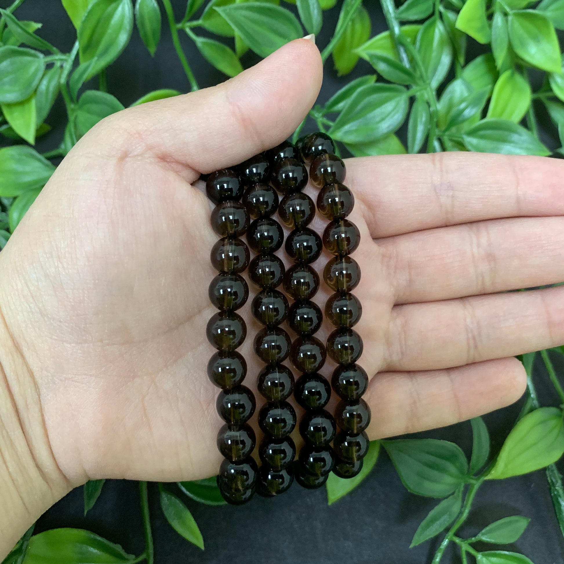 Smoky Quartz Gemstone Bead Unisex Stretch Bracelet - Gem Avenue