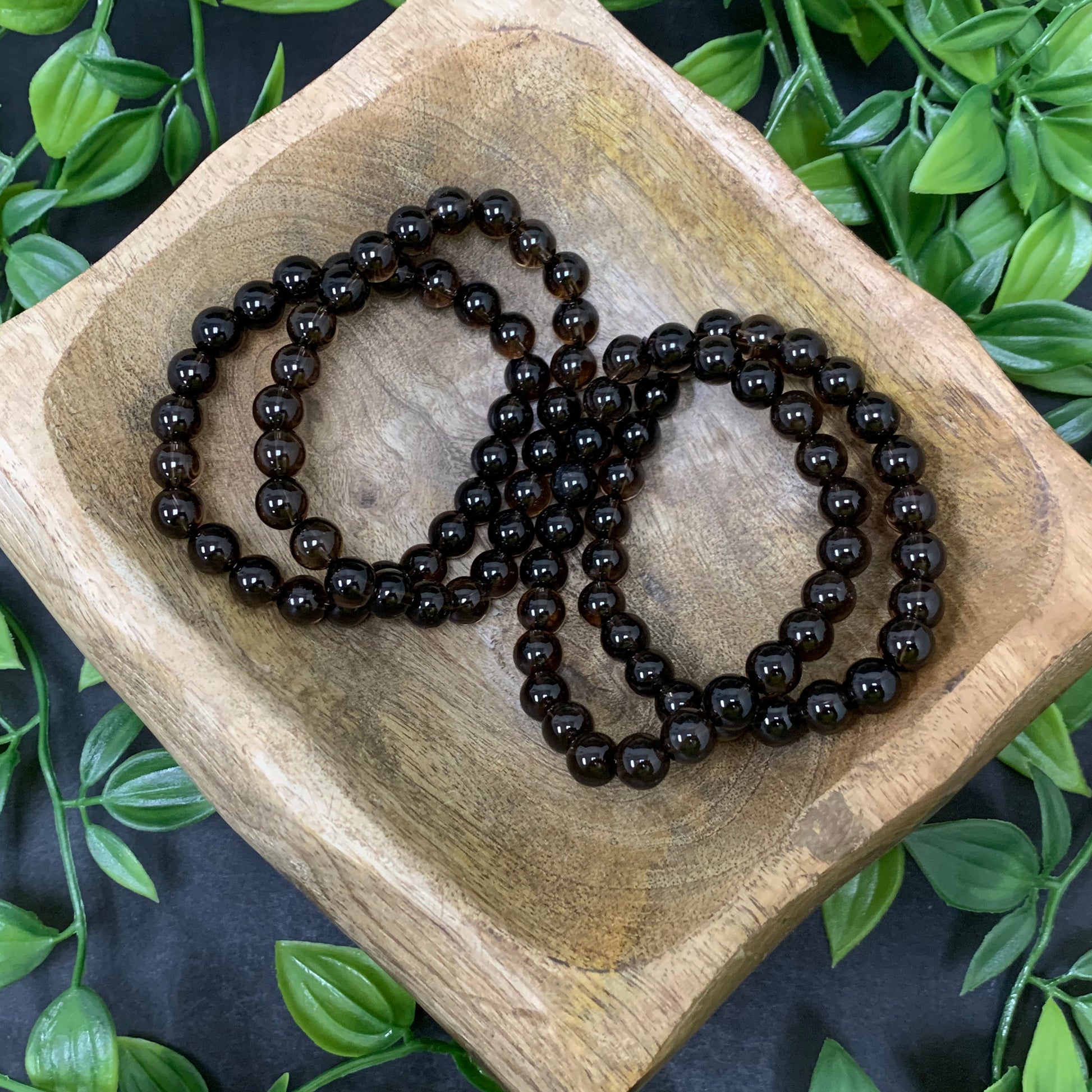 Smoky Quartz Gemstone Bead Unisex Stretch Bracelet - Gem Avenue