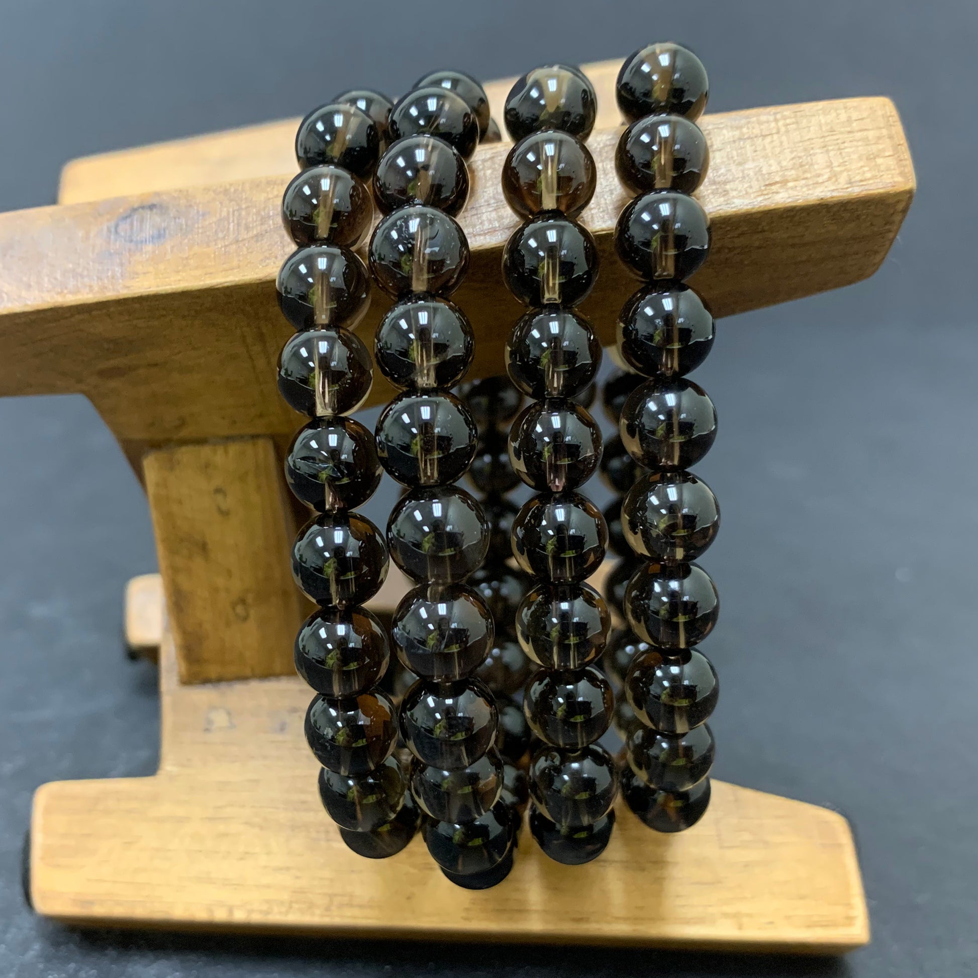 Smoky Quartz Gemstone Bead Unisex Stretch Bracelet - Gem Avenue