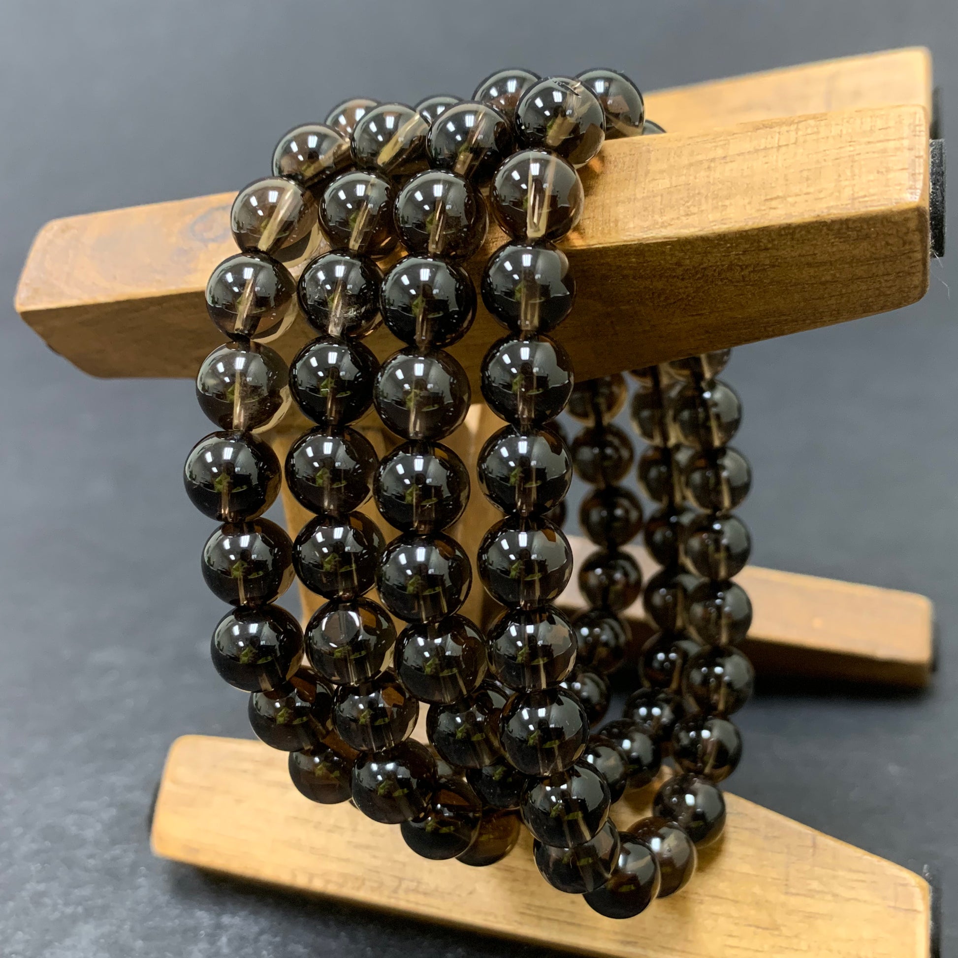 Smoky Quartz Gemstone Bead Unisex Stretch Bracelet - Gem Avenue