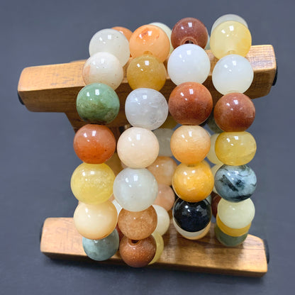 Agate Gemstone Bead Unisex Handmade Stretch Bracelet - Gem Avenue