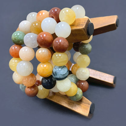 Agate Gemstone Bead Unisex Handmade Stretch Bracelet - Gem Avenue