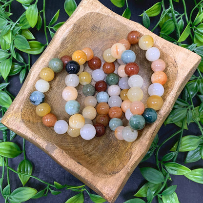 Agate Gemstone Bead Unisex Handmade Stretch Bracelet - Gem Avenue