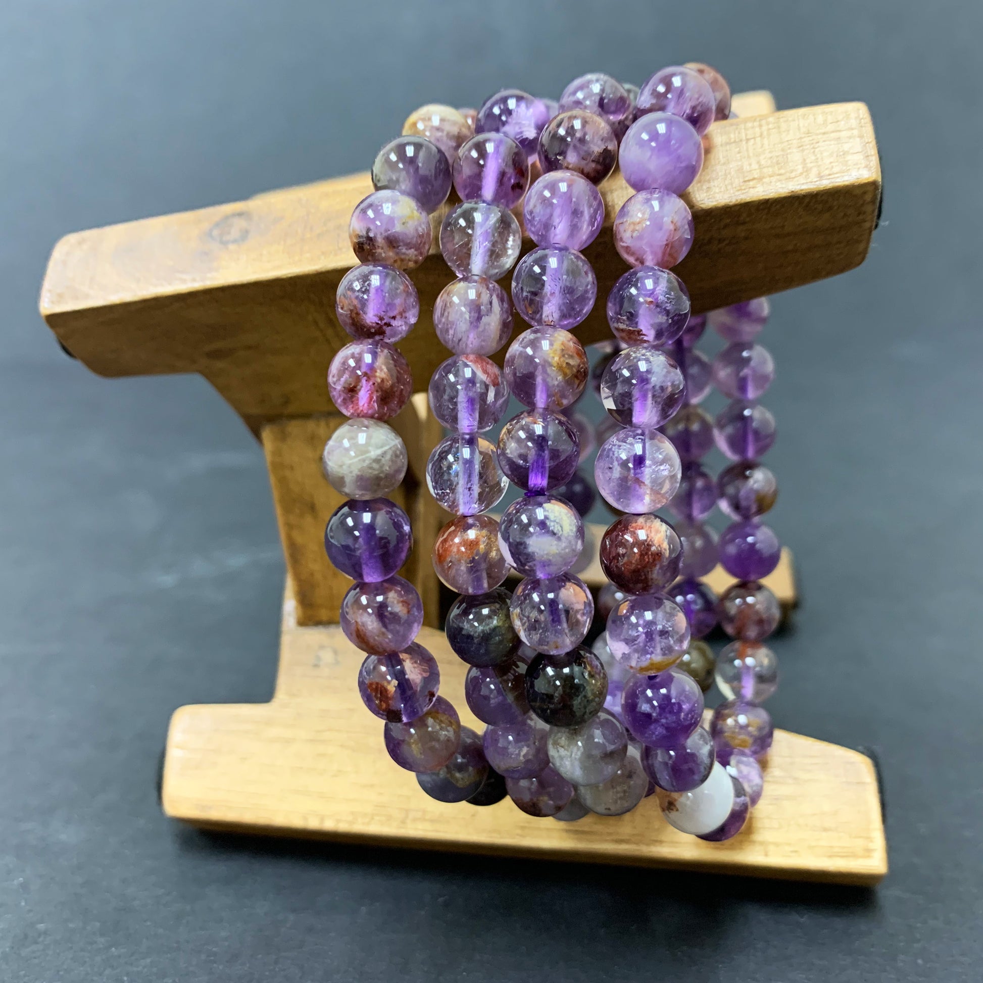 Natural Super Seven Gemstone Bead Handmade Stretch Unisex Bracelet - Gem Avenue