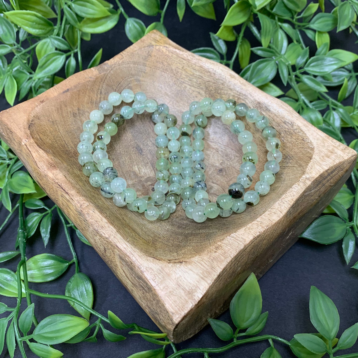 Natural Prehnite Gemstone Bead Handmade Stretch Unisex Bracelet - Gem Avenue