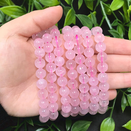 Rose Quartz 8mm Gemstone Bead Stretch Bracelet Unisex Handmade Natural Stone Healing Jewelry Gift