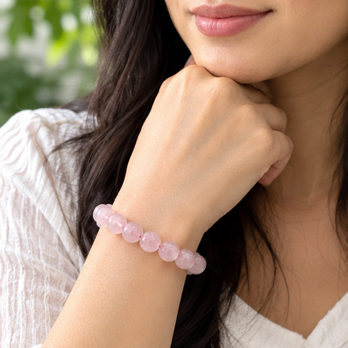 Rose Quartz 8mm Gemstone Bead Stretch Bracelet Unisex Handmade Natural Stone Healing Jewelry Gift