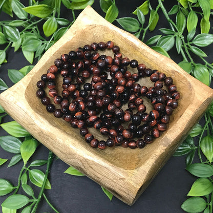 Red Tigers Eye Bead Unisex Handmade Stretch Bracelet - Gem Avenue