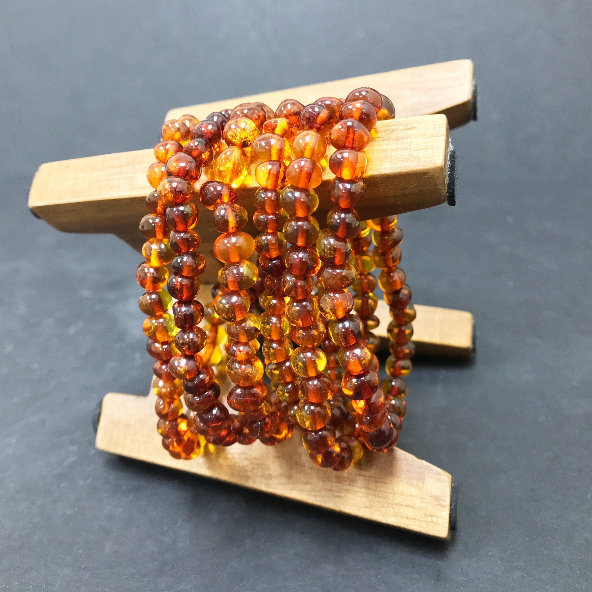 Amber Gemstone Bead Unisex Handmade Stretch Bracelet - Gem Avenue