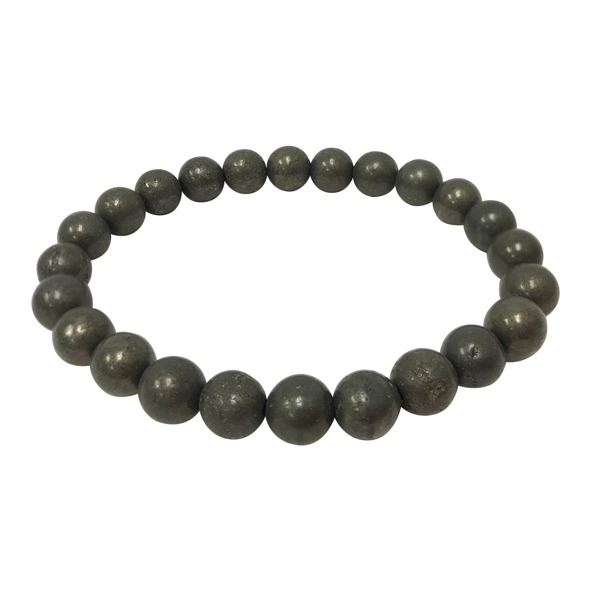 Pyrite 8mm Round Beads Handmade Stretch Unisex Bracelets-Gem Avenue