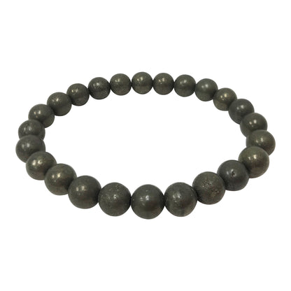 Pyrite 8mm Round Beads Handmade Stretch Unisex Bracelets-Gem Avenue