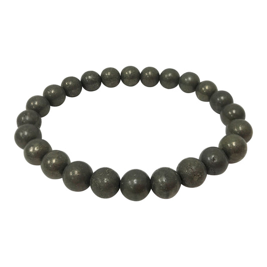 Pyrite 8mm Round Beads Handmade Stretch Unisex Bracelets-Gem Avenue