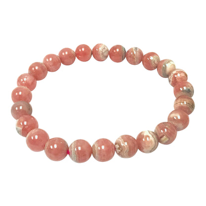 Rhodochrosite 8mm Round Beads Handmade Stretch Unisex Bracelets