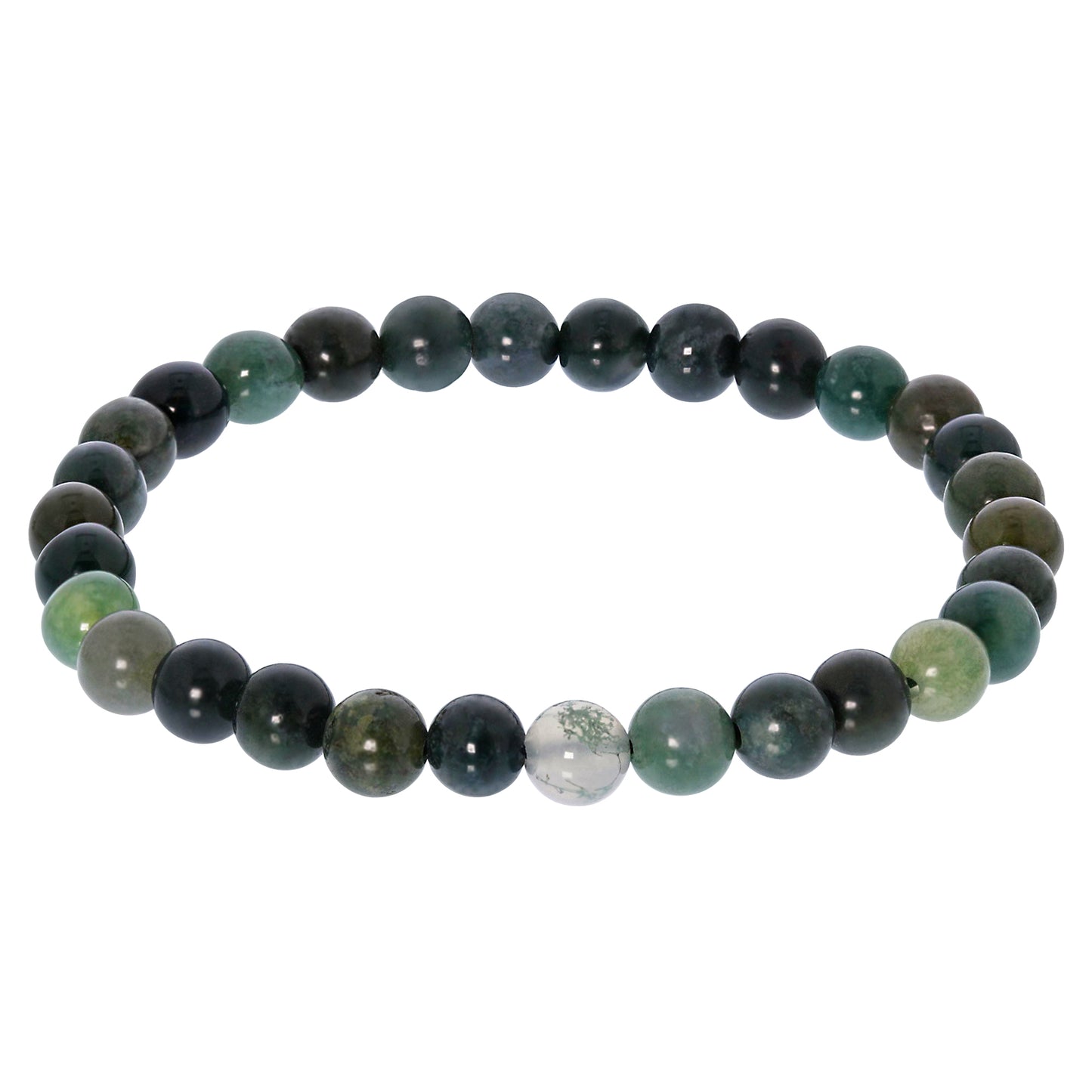 Moss Agate 8mm Round Beads Handmade Stretch Unisex Bracelets-Gem Avenue