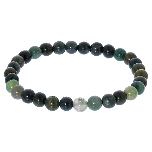Moss Agate 8mm Round Beads Handmade Stretch Unisex Bracelets-Gem Avenue