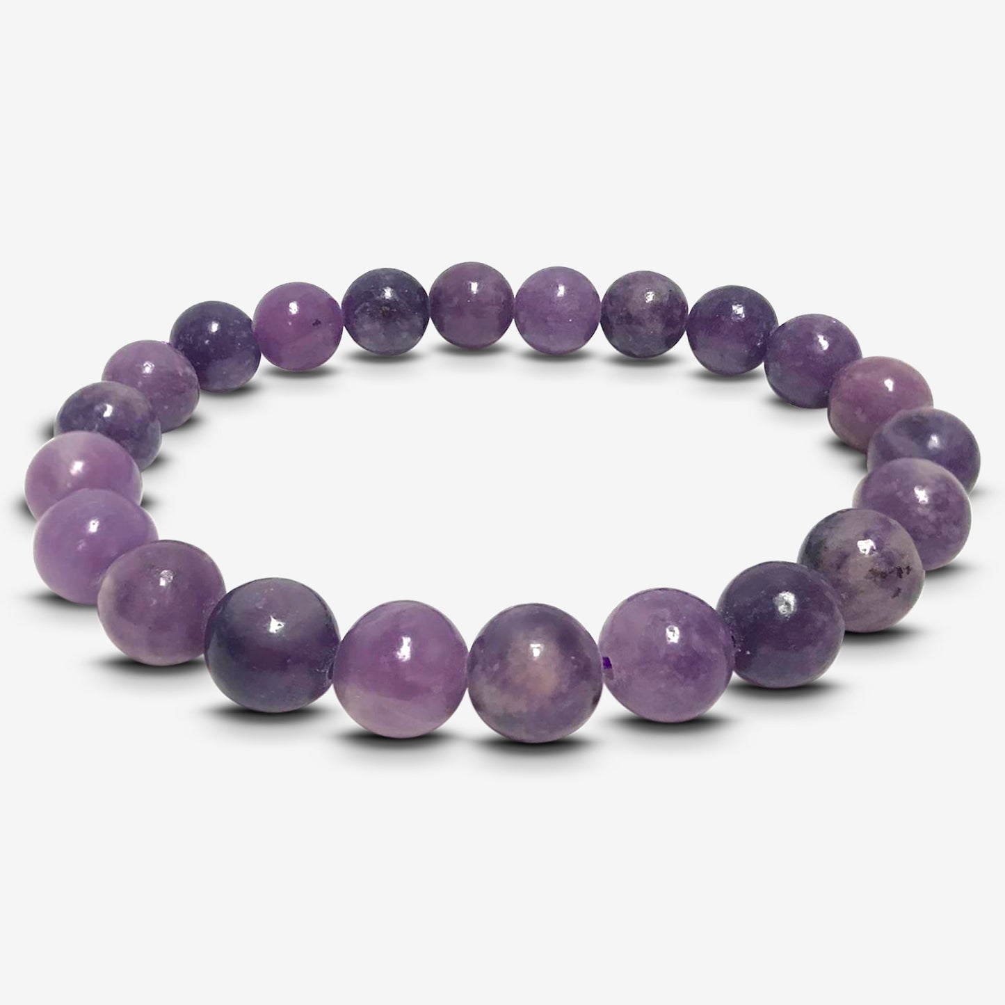 Purple Lepidolite Beads Handmade Stretchable Unisex Bracelets - Gem Avenue
