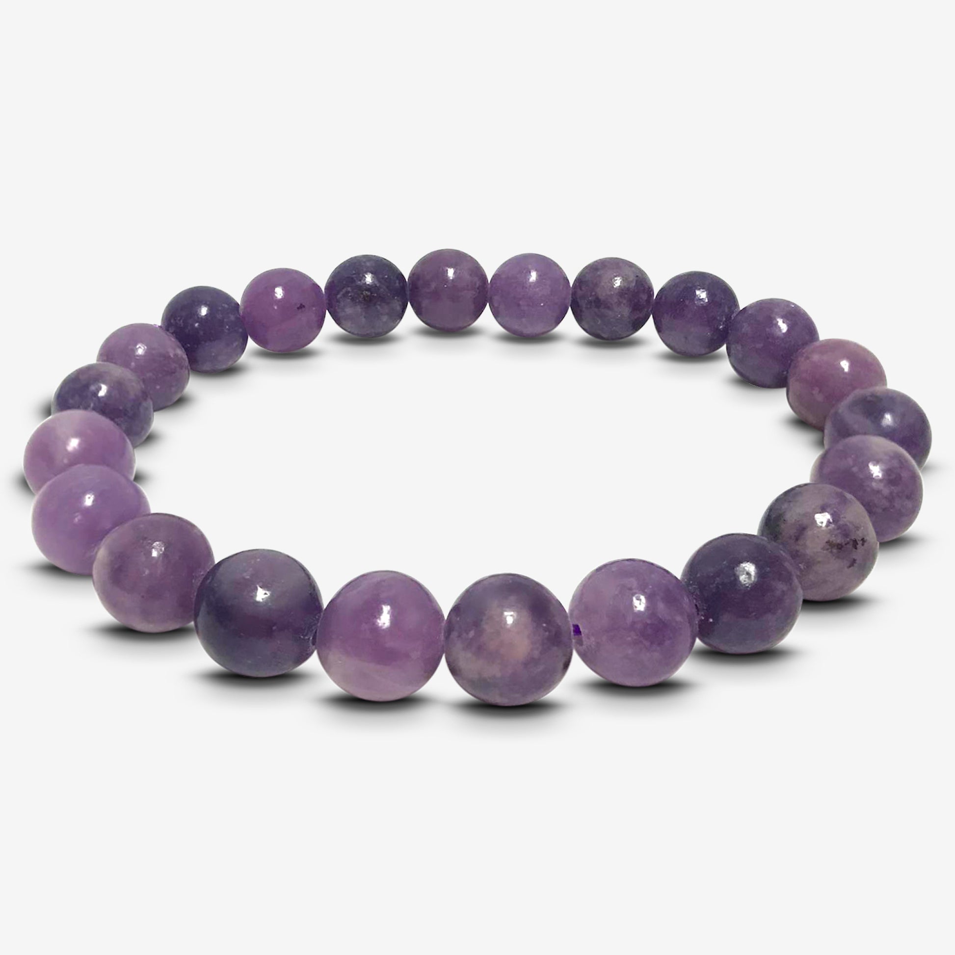 Purple Lepidolite Beads Handmade Stretchable Unisex Bracelets - Gem Avenue